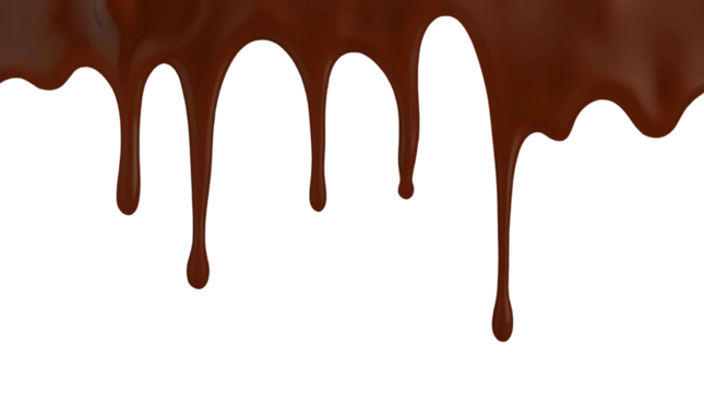 Melted chocolate dripping isolated on transparent background