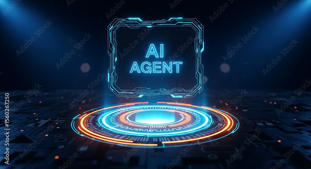 Aufkleber futuristic technology depicting an ai agent represented within a circuit board design