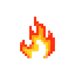 Icon features a stylized flame with orange and yellow tones. depicted in a pixel art format.