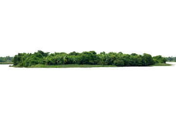 Isolated Tropical Island with Dense Green Forest  Transparent PNG for Landscape and Nature Design