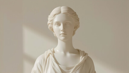 Serene White Marble Bust of a Woman in Soft Light