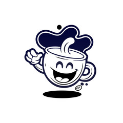 Happy Coffee Cup Cartoon Character Mascot Illustration
