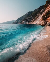 Tranquil beach scene at sunrise