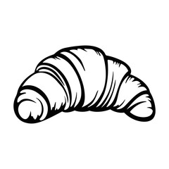 Croissant hand drawn icon. Line art. French food design element. Bakery food sign, isolated on white background