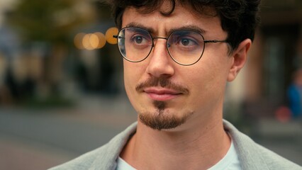 Portrait headshot serious pensive thinking contemplate calm male Hispanic man guy think ponder...