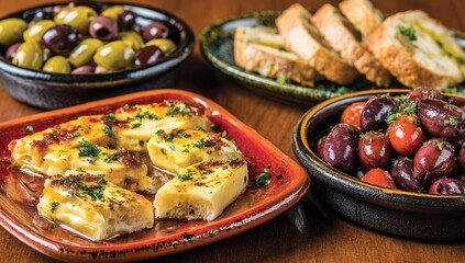 Assorted tapas on plates