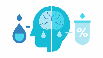 A diagram showing the percentage of water in the human body with a special emphasis on the brain which is made up of 75% water.. Vector illustration