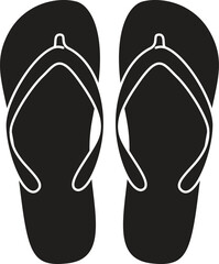 Flip Flop Black Outline Vector Icon