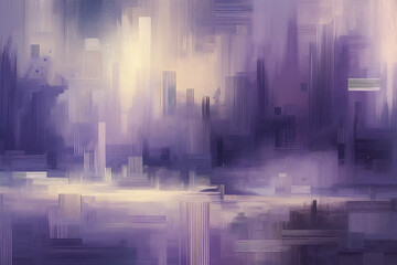Abstract purple and gold digital artwork with geometric patterns and soft gradients, creating a dreamy and futuristic atmosphere for modern design projects.