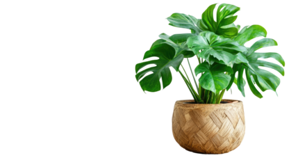 Potted green plants, including flowers, herbs, and succulents, bring nature and fresh decoration to any home on white background.