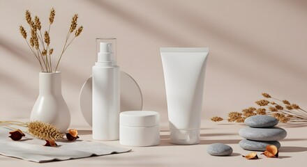 Serene Skincare Minimalist Product Mockup with Natural Elements