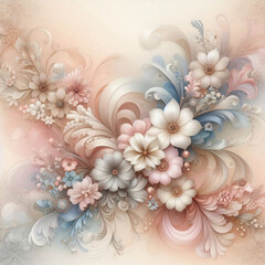 柔らかな色彩のフローラルデザイン