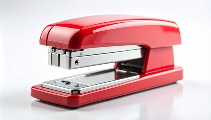 red stapler isolated on white background