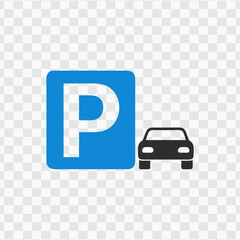 Parking Area Sign - Blue P with Car Icon