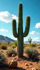 Imposing cholla cactus, dominating the farm landscape , arid, big, habitat