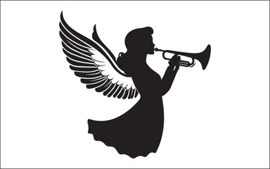 christmas angel playing trumpet