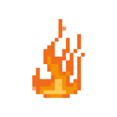 Pixel fire icon showcasing bright, intricate flames in retro game style, evoking nostalgic vibes.