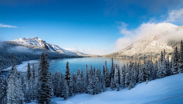 schweitzer mountain frozen trees above lake pend orielle sandpoint idaho