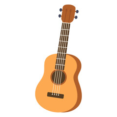 Obraz premium Ukulele vector illustration. Small acoustic guitar clipart. Hawaiian string instrument design.
