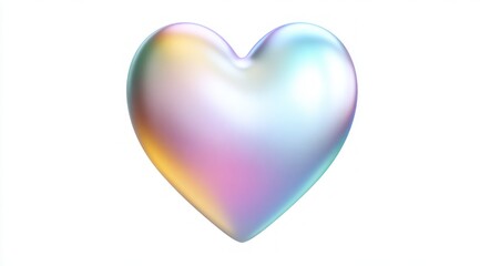 Iridescent pride heart emoji aesthetic trendy colorful pastel rainbow gradient pulsing, transforming colors seamlessly cut out isolated over clean white surface. romantic clip art element.