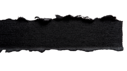 black torn paper strip with rough edges  isolated on white background