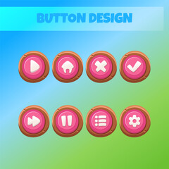 Game ui set of Buttons. Cartoon GUI design to build 2D games. Can be used in the production of mobile, web or video games. in cartoon style.