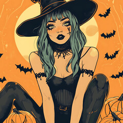 witch with pumpkin