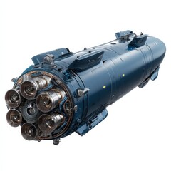 Fototapeta premium Futuristic Spaceship Design Detailed View of a Dark Blue Rocket Engine with Multiple Thrusters for Space Exploration