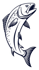 Naklejka premium Tribal fishing salmon or trout silhouette vector illustration