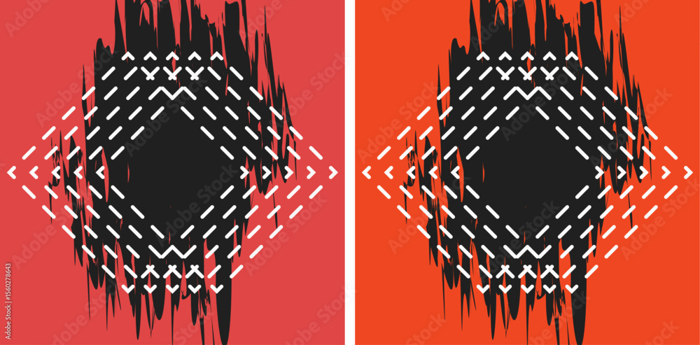 Poster abstract red black background with geometric shapes vector illustration in flat style.