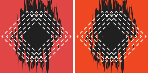 Abstract red black background with geometric shapes Vector illustration in flat style.