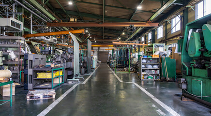 Inside the factory where machine tools are lined up