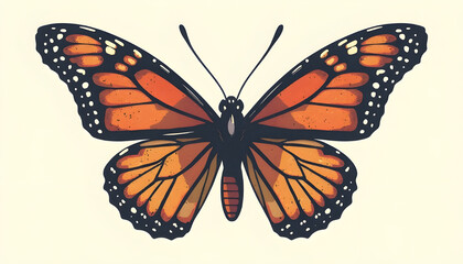 Obraz premium Striking Orange Monarch Butterfly Illustration on Cream Background