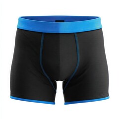 Men's Black Boxer Shorts with Blue Trim Comfortable Underwear for Athletic Men