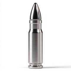 Close up of a Single Bullet Cartridge Isolated on White Background High Resolution 3D Render