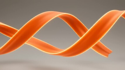 Vibrant orange ribbon twisting elegantly against a soft gradient background, showcasing fluid motion - Powered by Adobe