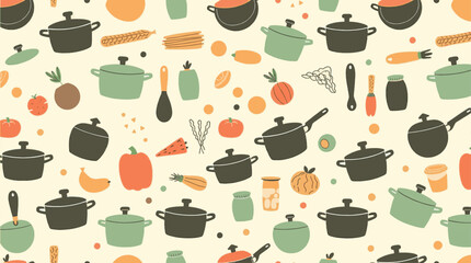 seamless pattern with kitchen utensils background vector 