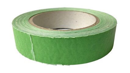 A roll of bright green masking tape isolated on transparent background, ready for crafting or diy...