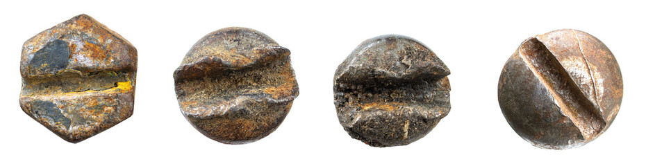 Screw heads isolated on white