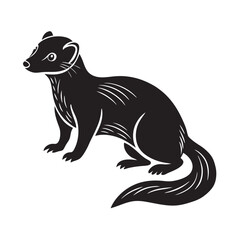  black of silhouette funny mongoose  on the white background