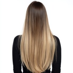 Naklejka premium Long Blonde Balayage Hair on a Woman from BehindA Stunning Back View