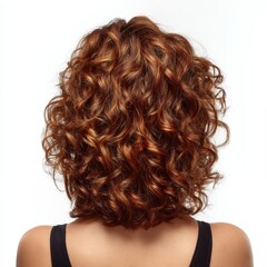 Woman's Back View Stunning Red Curly Hair Short Haircut Healthy Shine