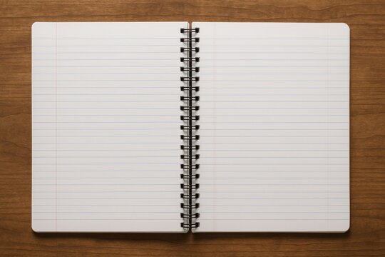 Open spiral notebook on table