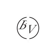 Unique Vector Circled Monogram Simple Logo BV Initial Alphabet Design Alphabet