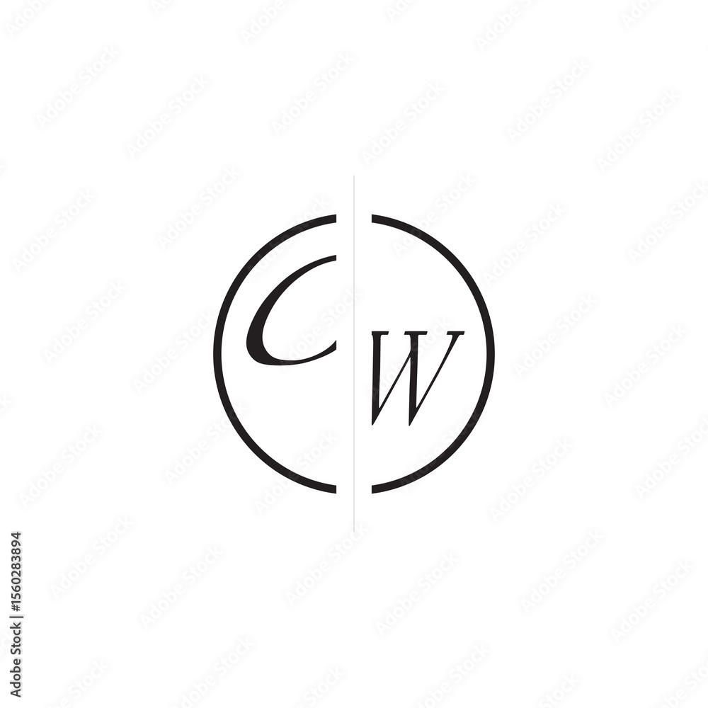 Poster unique vector circled monogram simple logo cw initial alphabet design alphabet