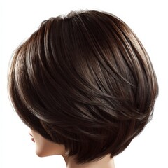 Naklejka premium Stylish Short Brunette Bob Hairstyle Back View Woman's Hair Cut