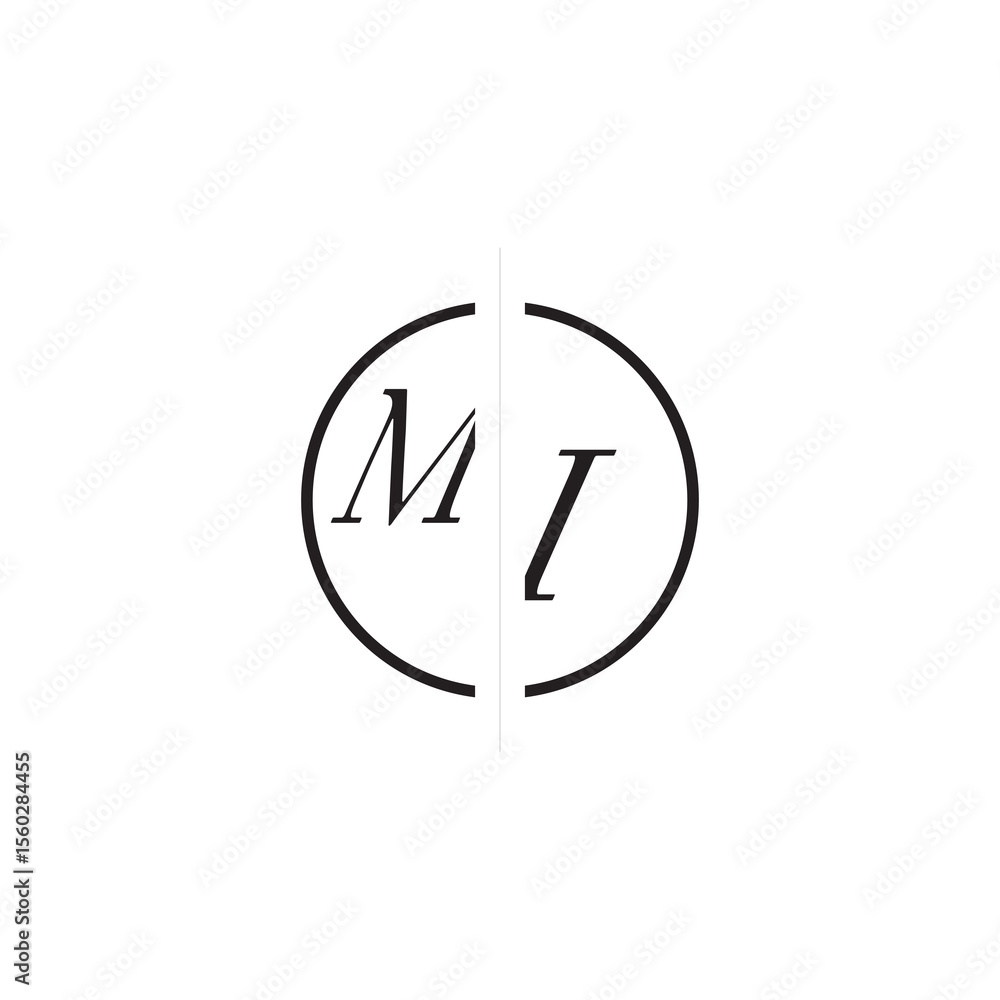 Poster unique vector circled monogram simple logo mi initial alphabet design alphabet