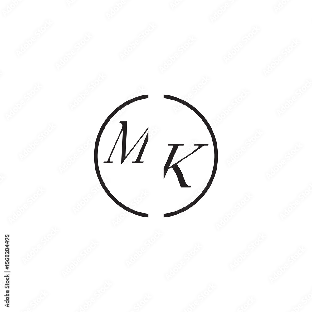 Poster unique vector circled monogram simple logo mk initial alphabet design alphabet