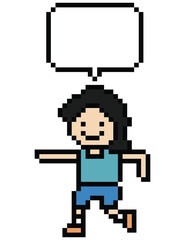 Pixel cartoon exercise cute run 8bit character man run running jog cardio lifestyle decoration life style 8 bit male boy jog marathon exercise png game 8 bit vector.