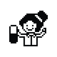Pixel cute cartoon 8 bit character woman doctor scientist game care decoration pharmacist female doctor uniform lady medicine hospital 8 bit woman pixel art 8bit png vector.